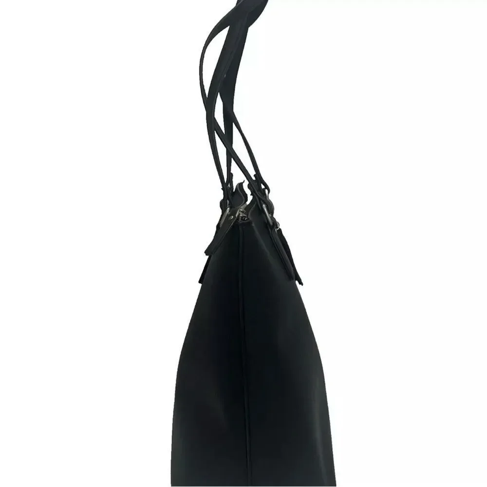 Totto Carinae Medium Tote‎ Bag Black Polyvinyl Roomy Travel Office Casual Tassel